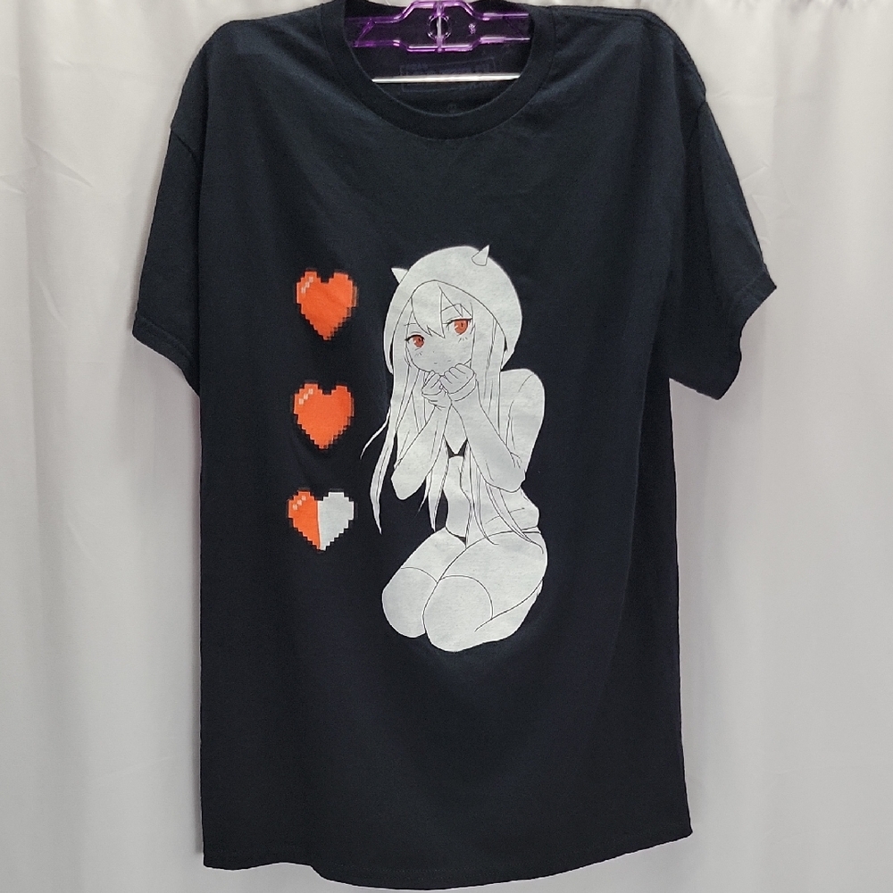 Black Graphic T-Shirt with Anime Design